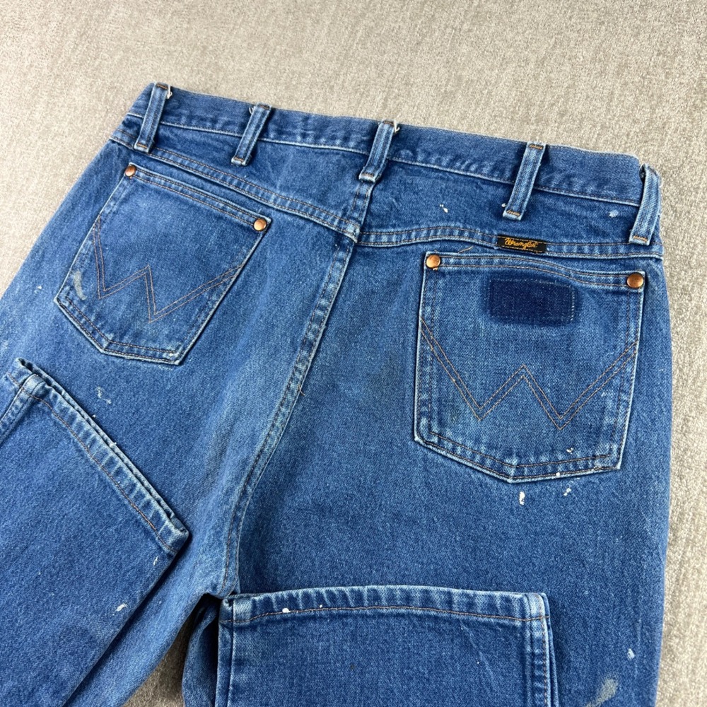 Wrangler Jeans Mens 33x30 Fit Blue Cowboy Cut 13MWZ Paint Splatter Distressed